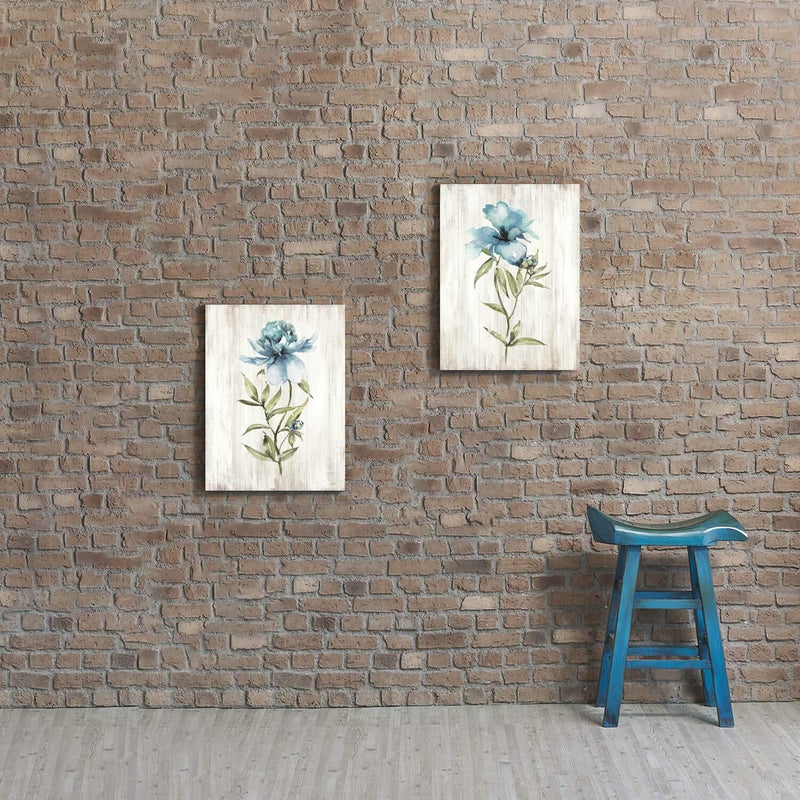Hardy Gallery Flower Painting Canvas Wall Art: Blue Botanical Floral Artwork Wildflower Picture Print for Living Room (12'' x 16'' x 2 Panels) - Image 5